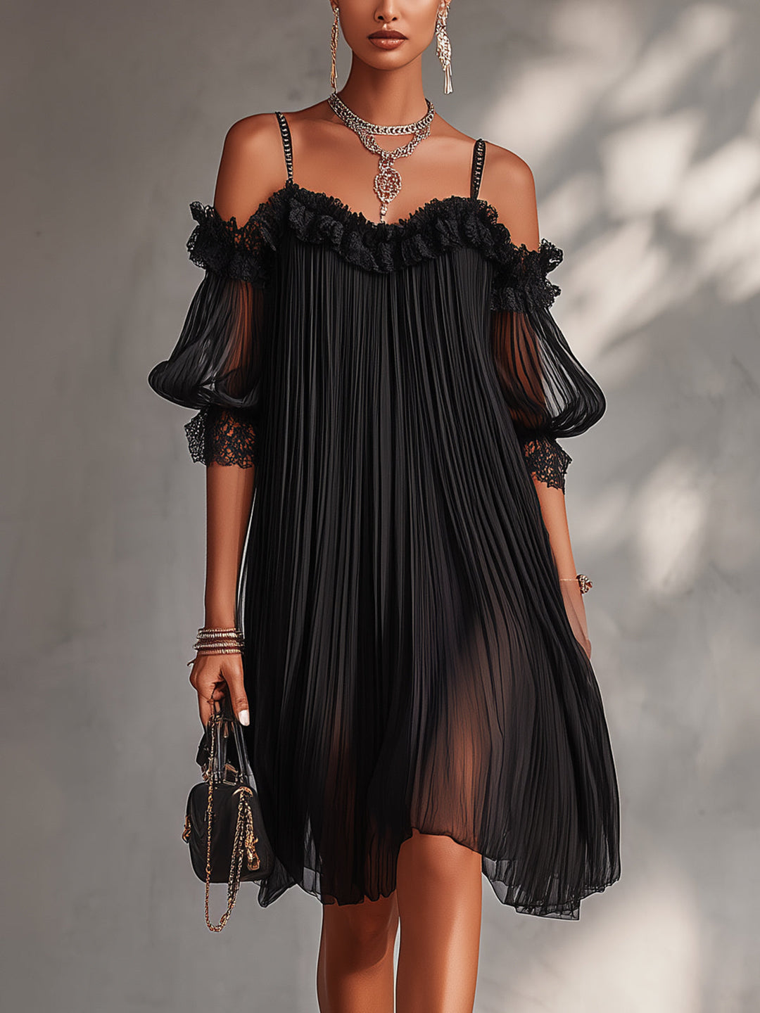Vittoria™ Black Off-Shoulder Mini Dress