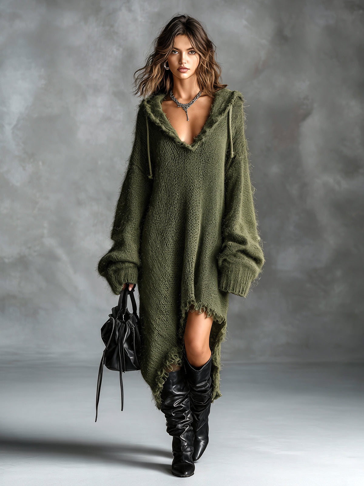 Elodie™ Fuzzy Knit Midi Dress