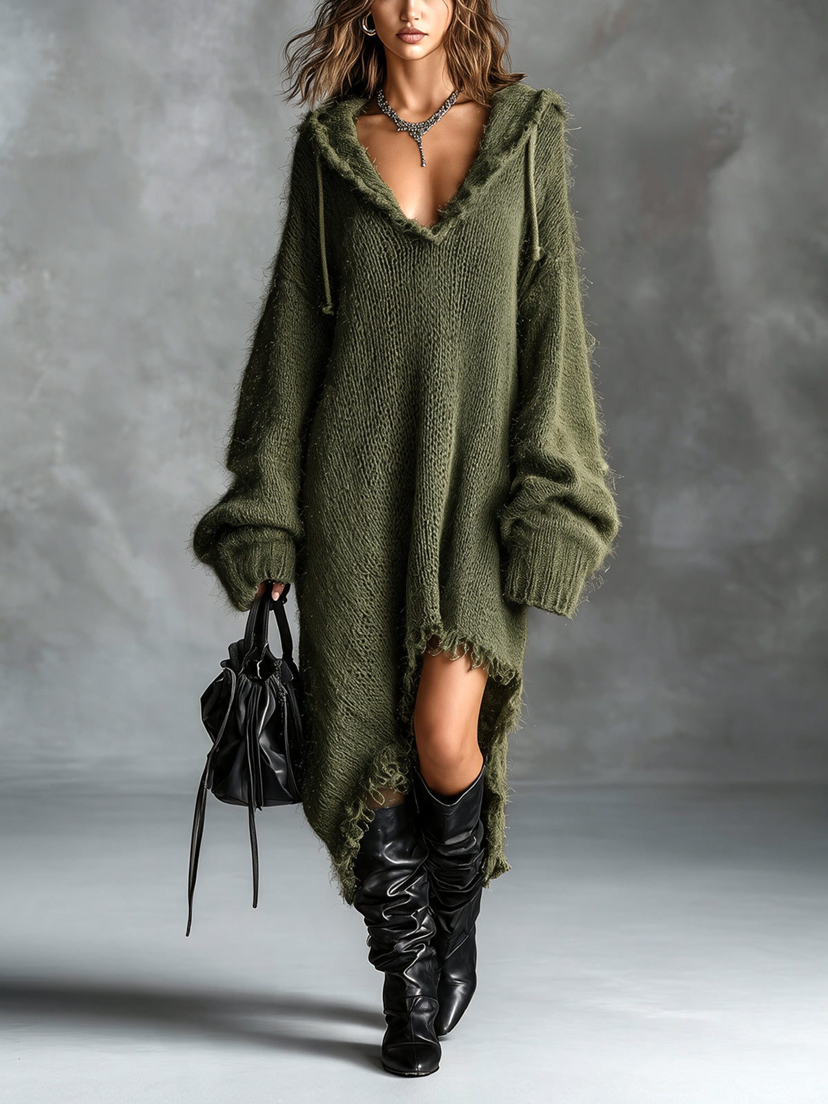 Elodie™ Fuzzy Knit Midi Dress