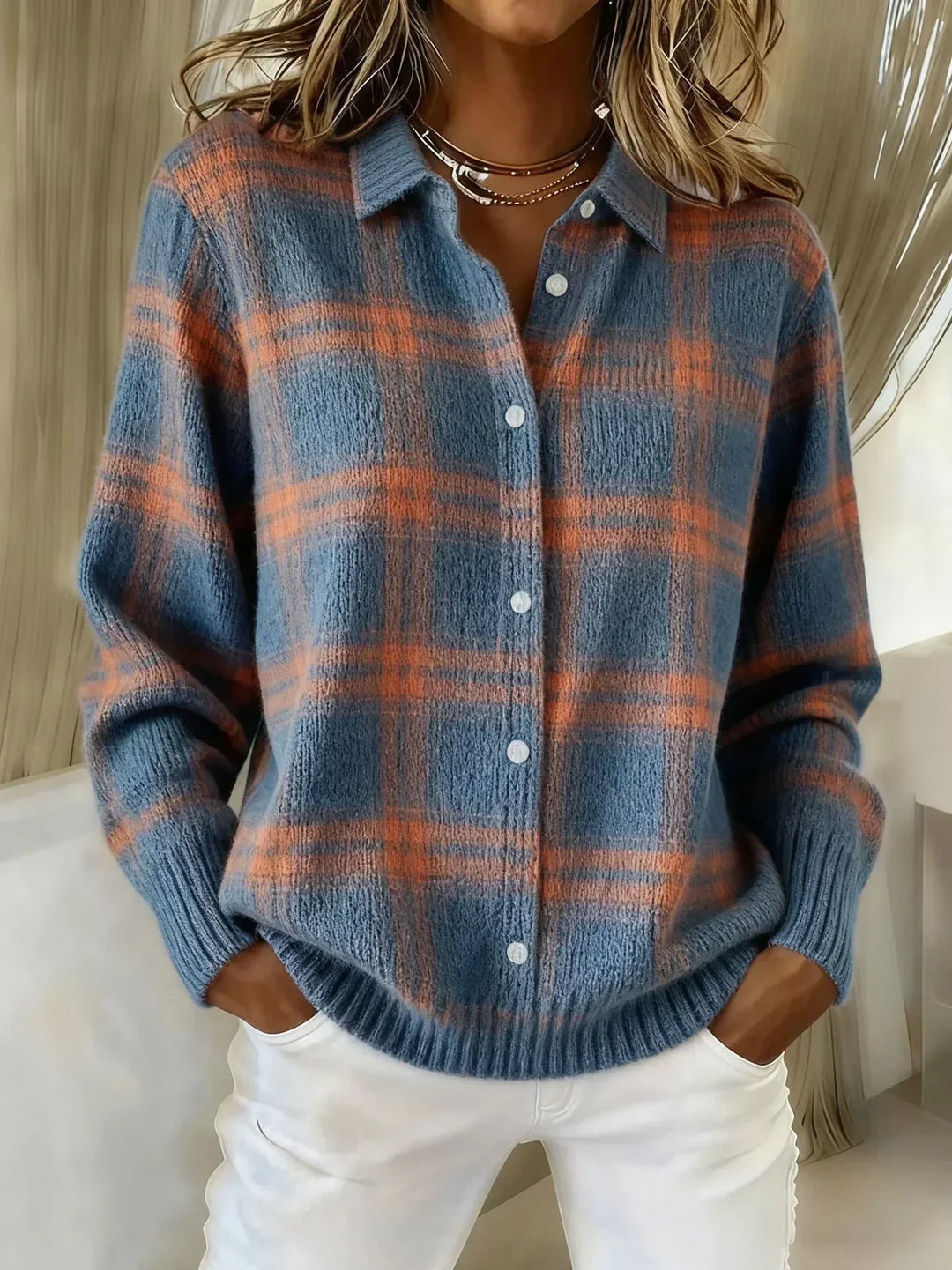 Anna™ Plaid Knit Cardigan