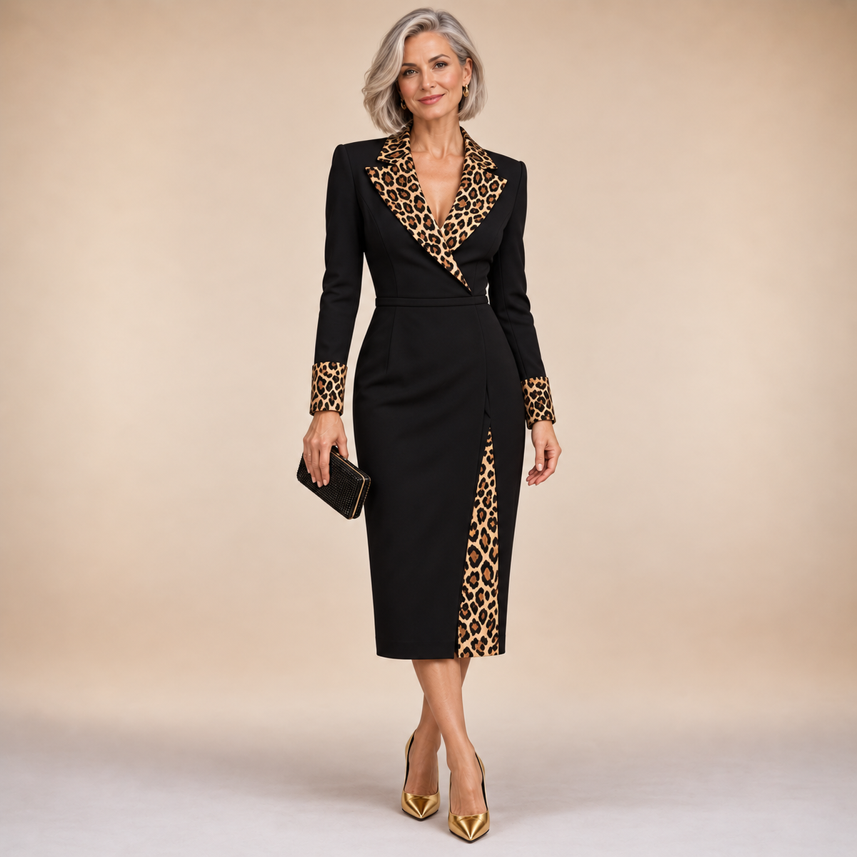 Vanessa™ Leopard Color-Block Blazer Dress