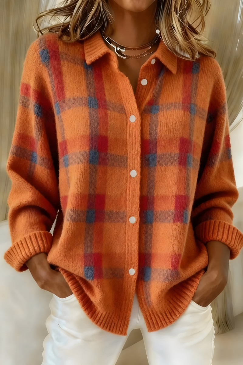 Anna™ Plaid Knit Cardigan