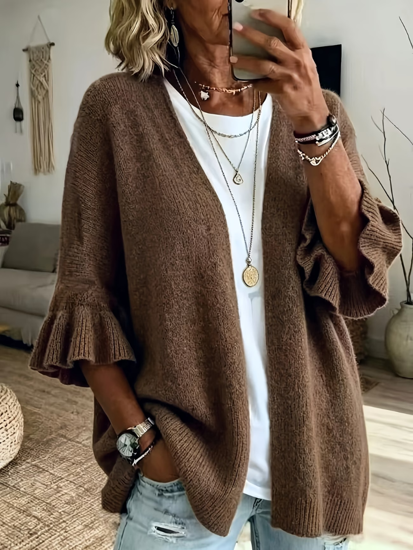 Elena™ Ruffle-Sleeve Cardigan