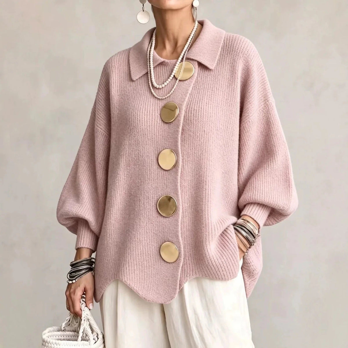 Karina™ Oversized Collared Button Cardigan