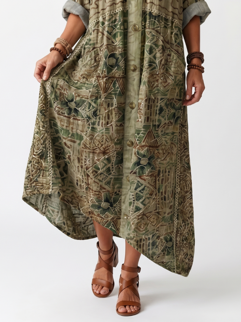 Aleta™ Button-Front Oversized Midi Dress