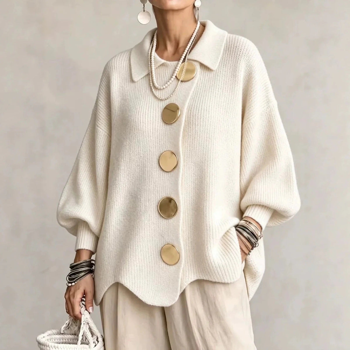 Karina™ Oversized Collared Button Cardigan