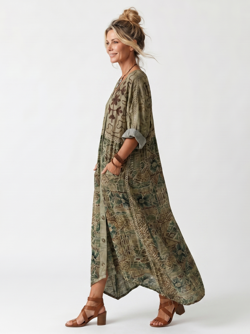 Aleta™ Button-Front Oversized Midi Dress