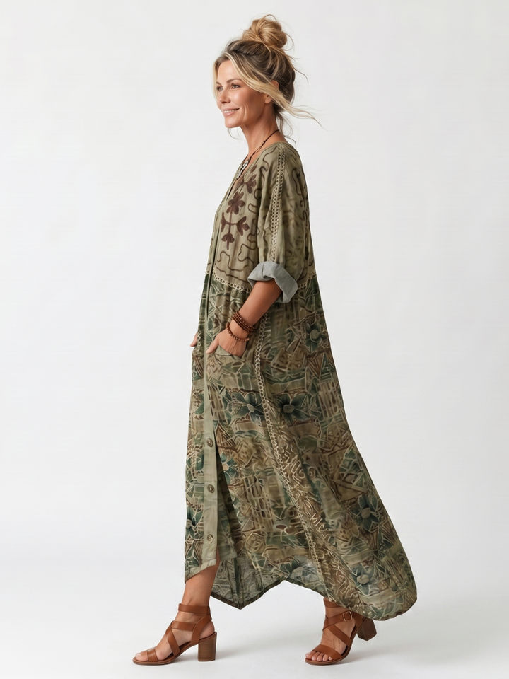 Aleta™ Button-Front Oversized Midi Dress