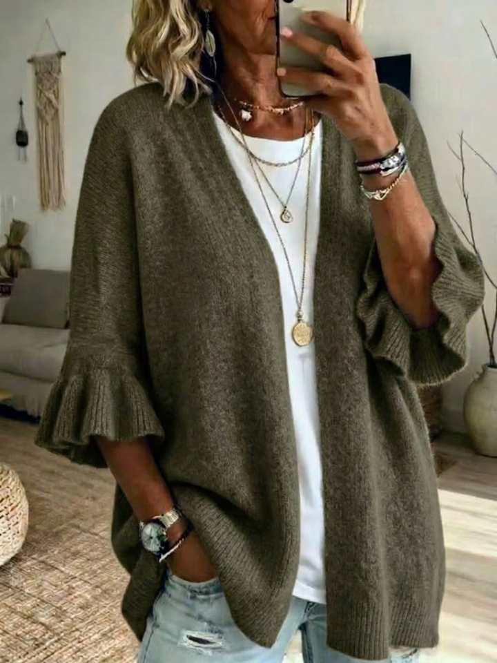 Elena™ Ruffle-Sleeve Cardigan