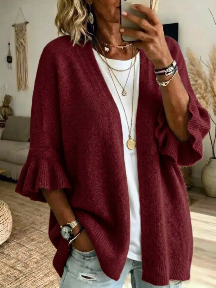 Elena™ Ruffle-Sleeve Cardigan