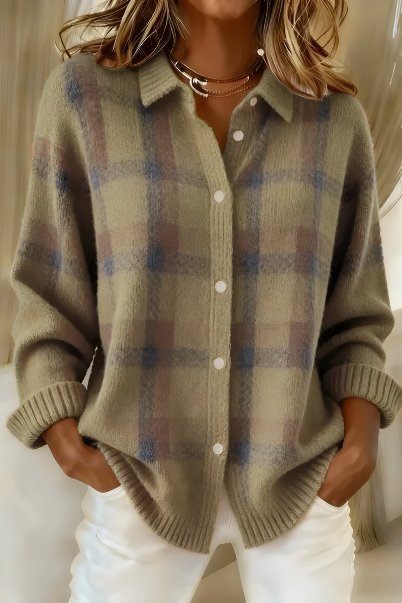 Anna™ Plaid Knit Cardigan