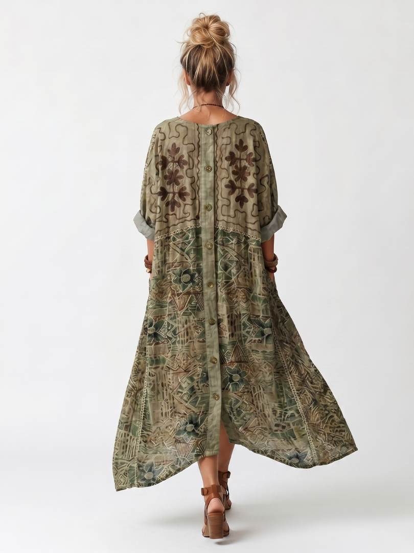 Aleta™ Button-Front Oversized Midi Dress