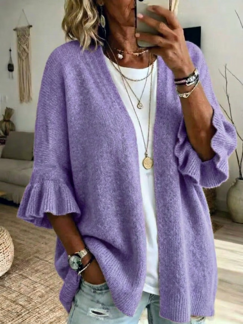 Elena™ Ruffle-Sleeve Cardigan