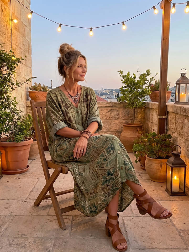 Aleta™ Button-Front Oversized Midi Dress
