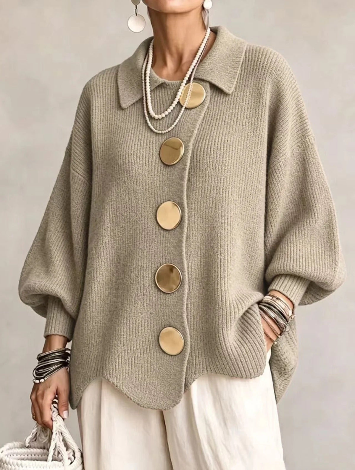 Karina™ Oversized Collared Button Cardigan