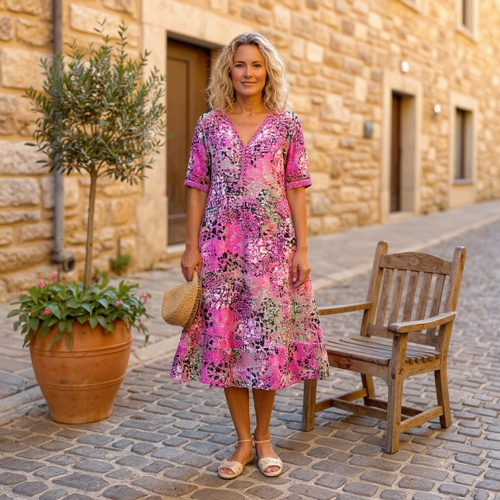 Rachel™ Elegant Printed Midi Dress