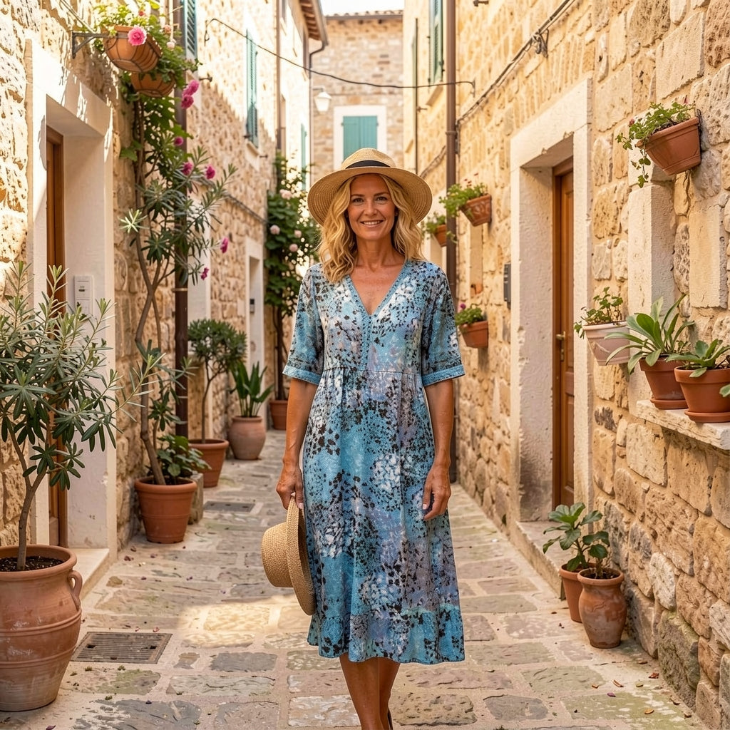 Rachel™ Elegant Printed Midi Dress