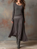 ADELAIDE RETRO GREY RIBBED STRETCH SLIM-FIT SET