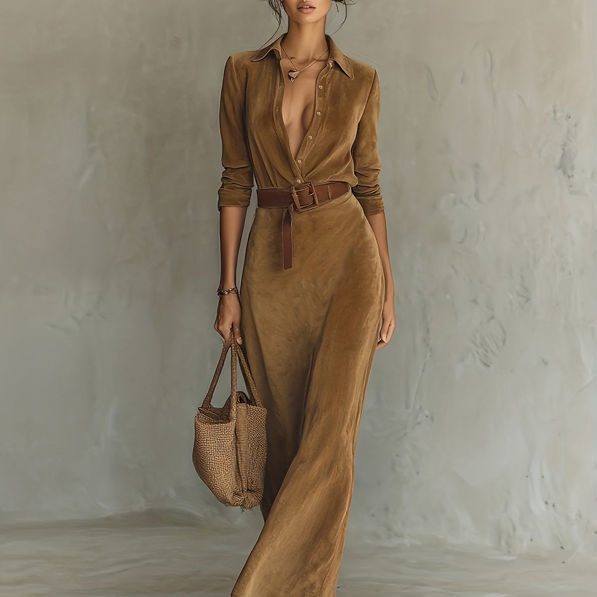 DJANNA - SINGLE-BREASTED BELTED DRESS