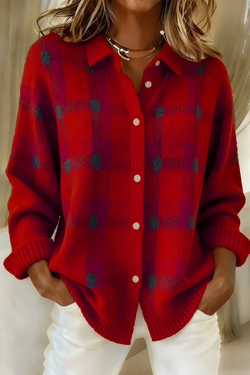 Anna™ Plaid Knit Cardigan