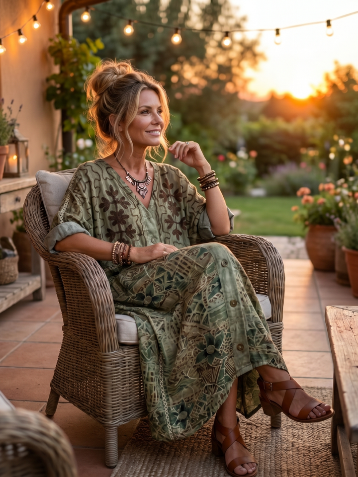 Aleta™ Button-Front Oversized Midi Dress