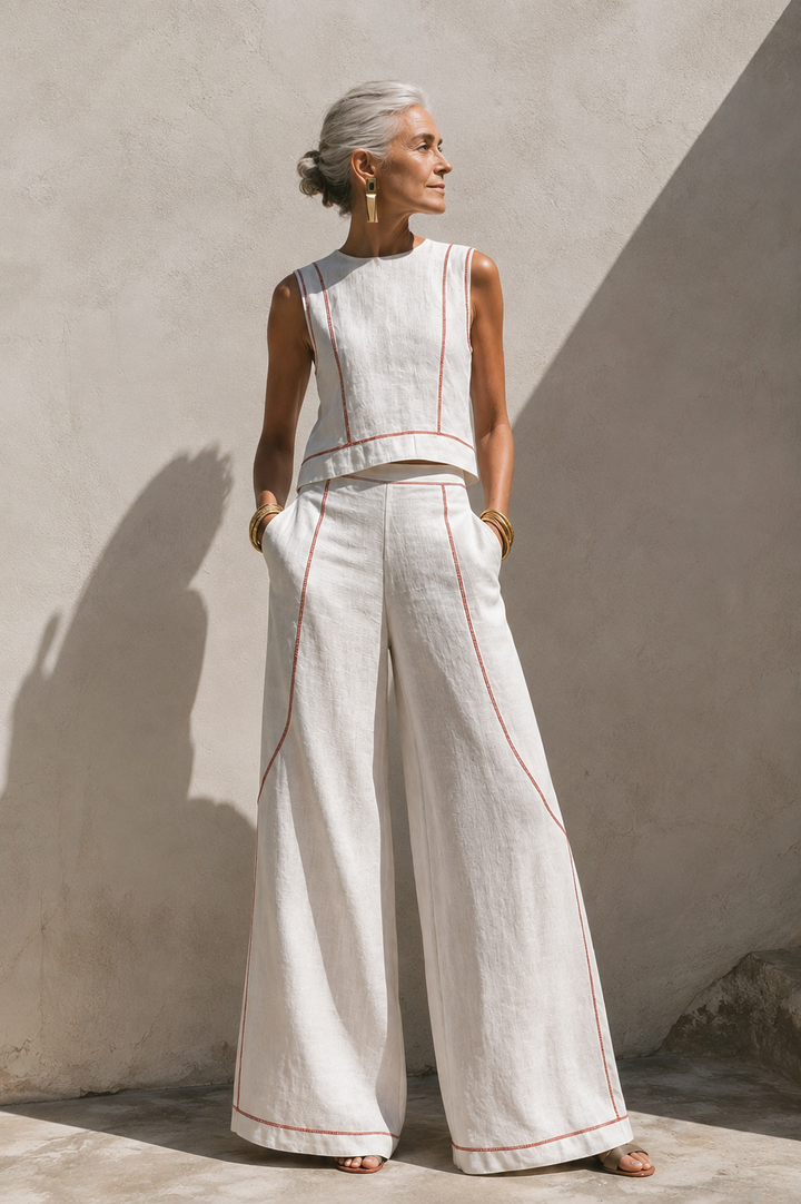Sloane™ Contrast-Stitch Pants Set
