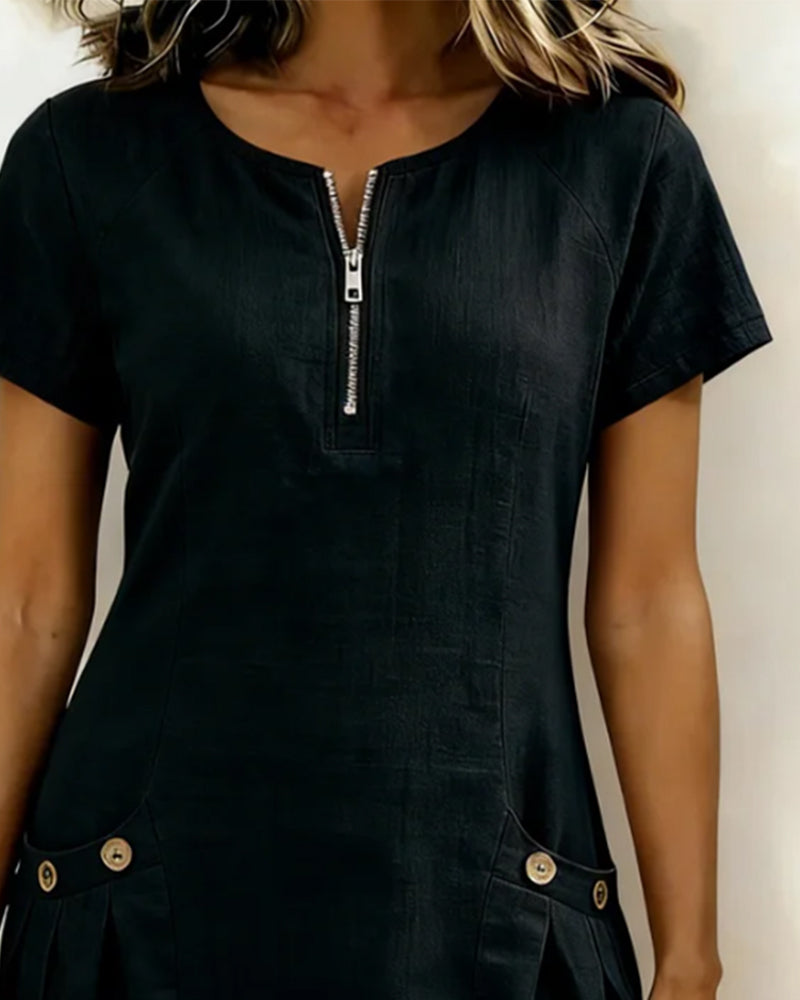 Mira™ | Cotton Zip Pocket Dress