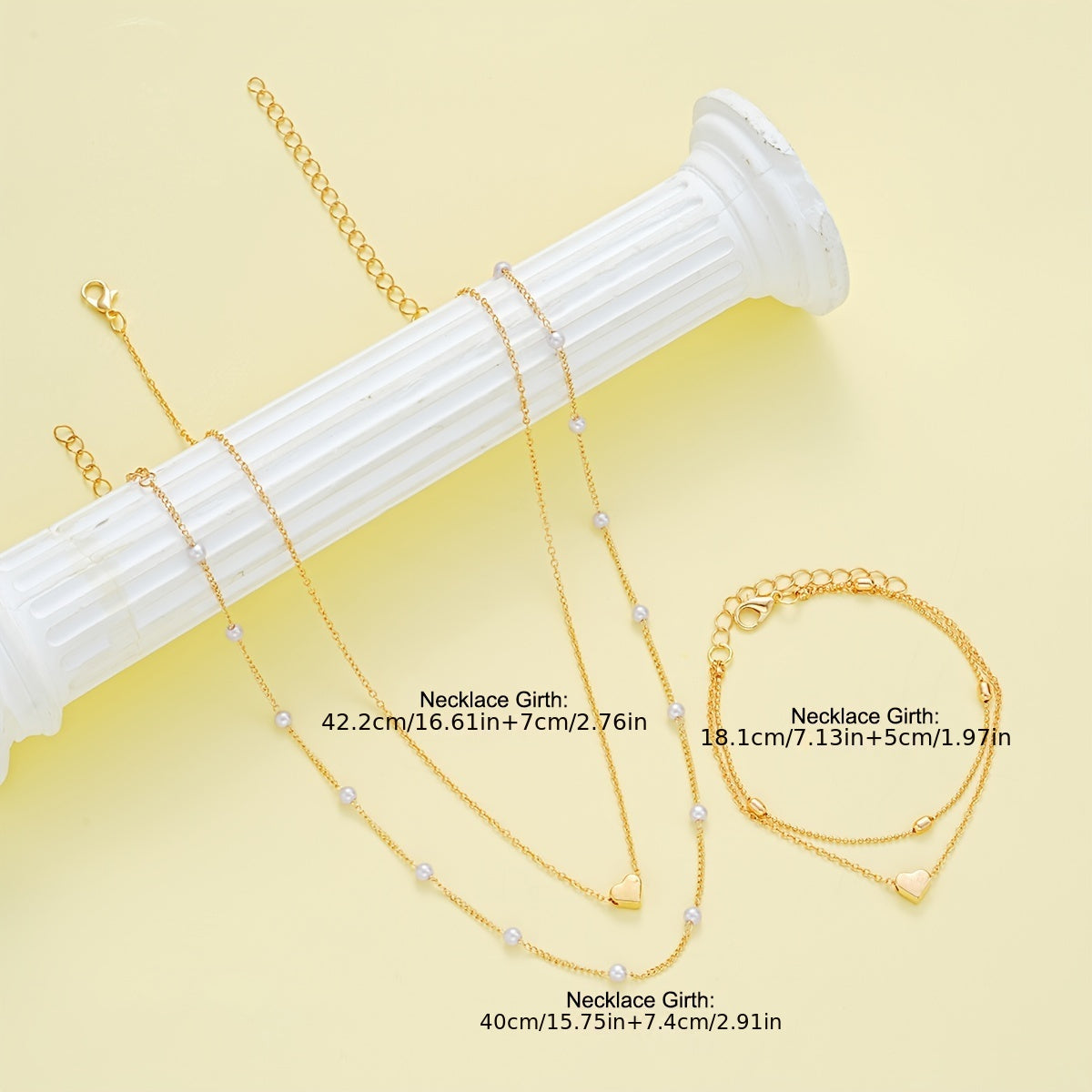 SIMPLE HEART NECKLACE & BRACELET SET