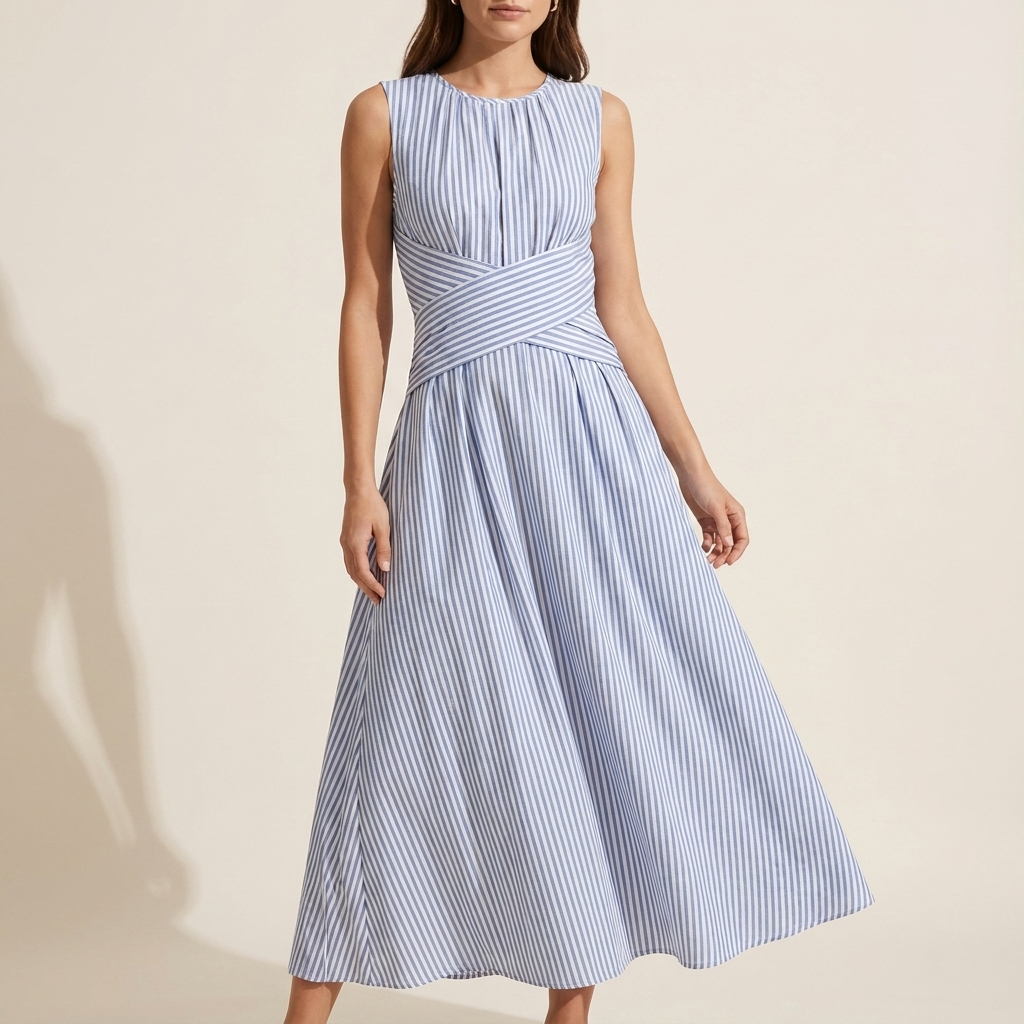 Wren™ Wrap-Waist Striped Midi Dress