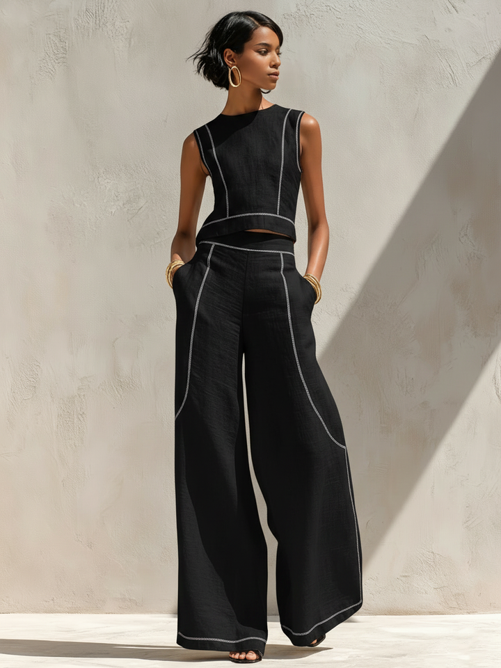 Sloane™ Contrast-Stitch Pants Set