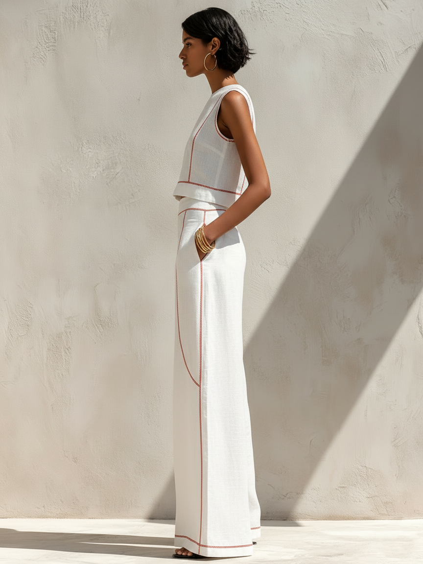 Sloane™ Contrast-Stitch Pants Set