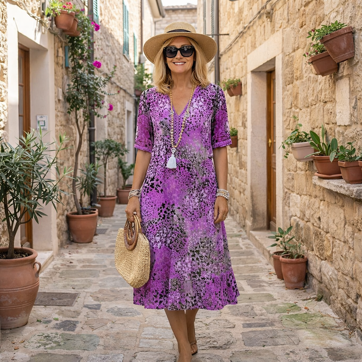 Rachel™ Elegant Printed Midi Dress