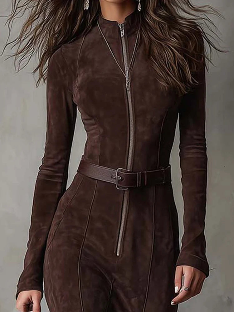 MARIEL | TAILORED SUEDE-LOOK DRESS