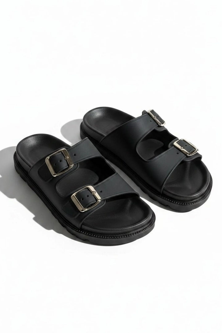Comfort Everyday Off-Duty Buckle Sliders Mocha