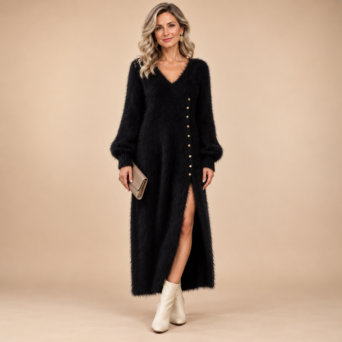 Willow™ V-Neck Slit Fall Dress