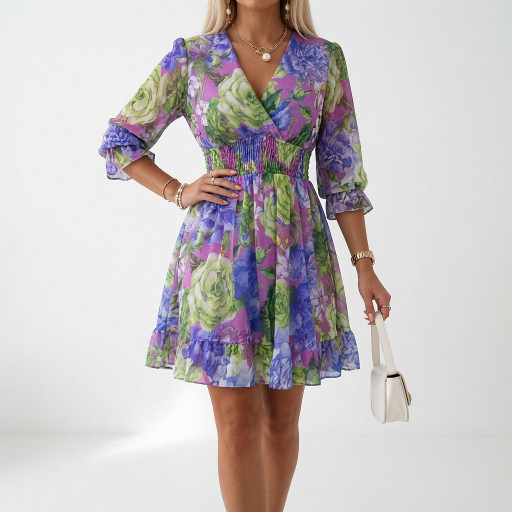 Églantine™ Floral Mini Dress with Smocked Waist