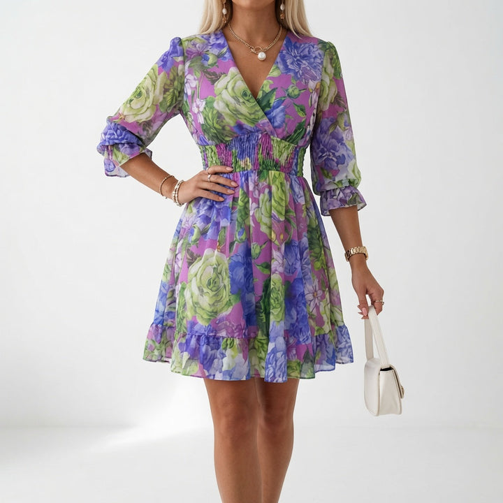 Églantine™ Floral Mini Dress with Smocked Waist