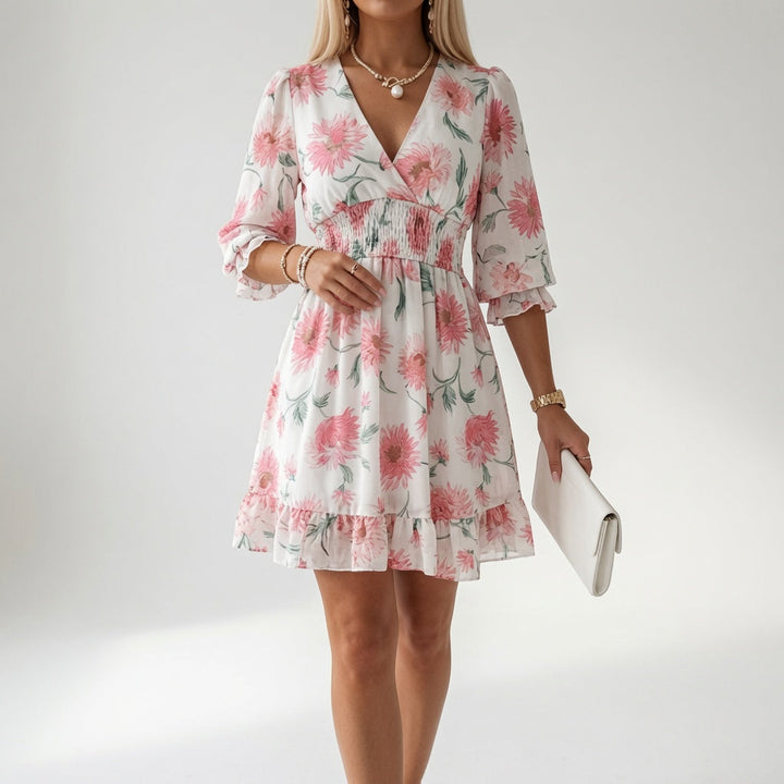 Églantine™ Floral Mini Dress with Smocked Waist