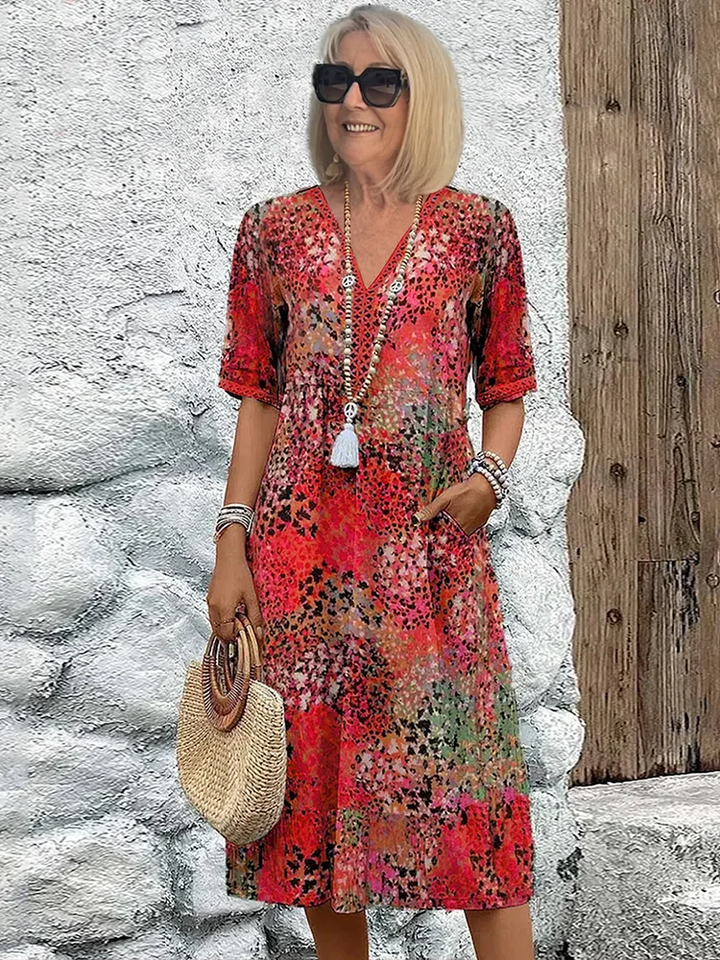 Rachel™ Elegant Printed Midi Dress