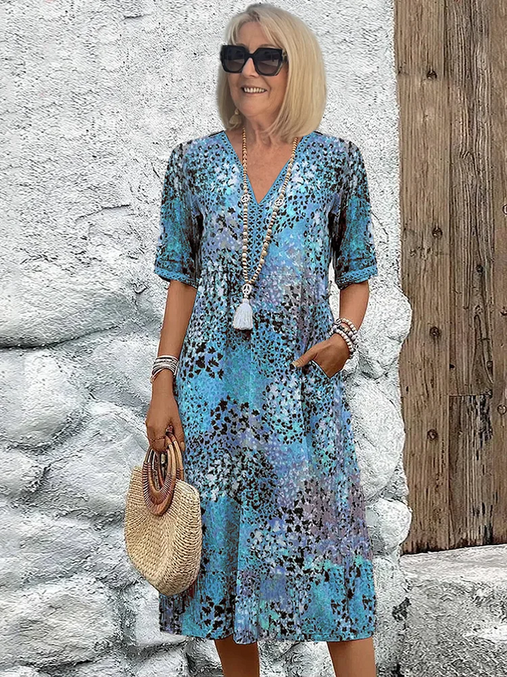 Rachel™ Elegant Printed Midi Dress