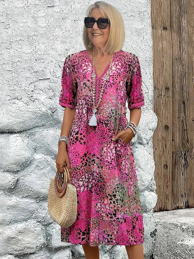 Rachel™ Elegant Printed Midi Dress