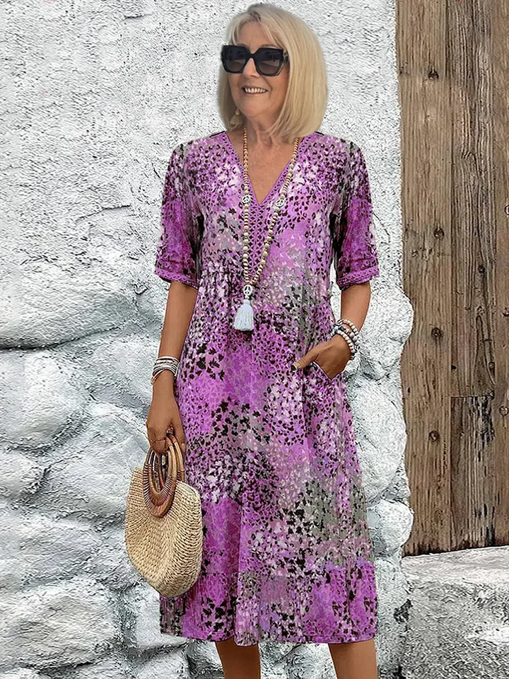 Rachel™ Elegant Printed Midi Dress