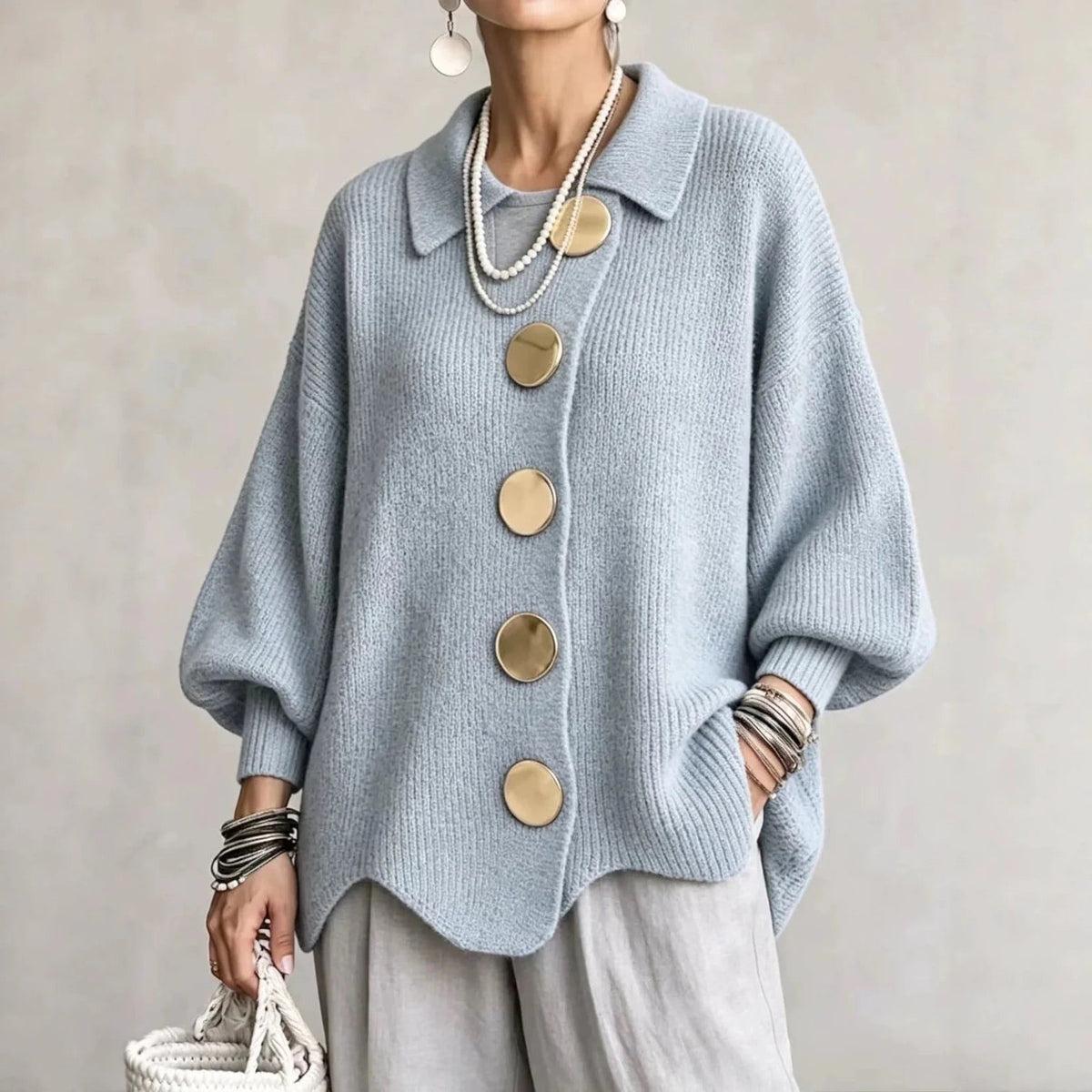 Karina™ Oversized Collared Button Cardigan