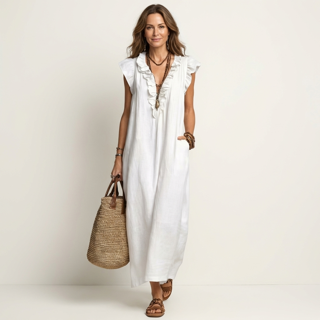 Josette™ Ruffle V-Neck Maxi Dress
