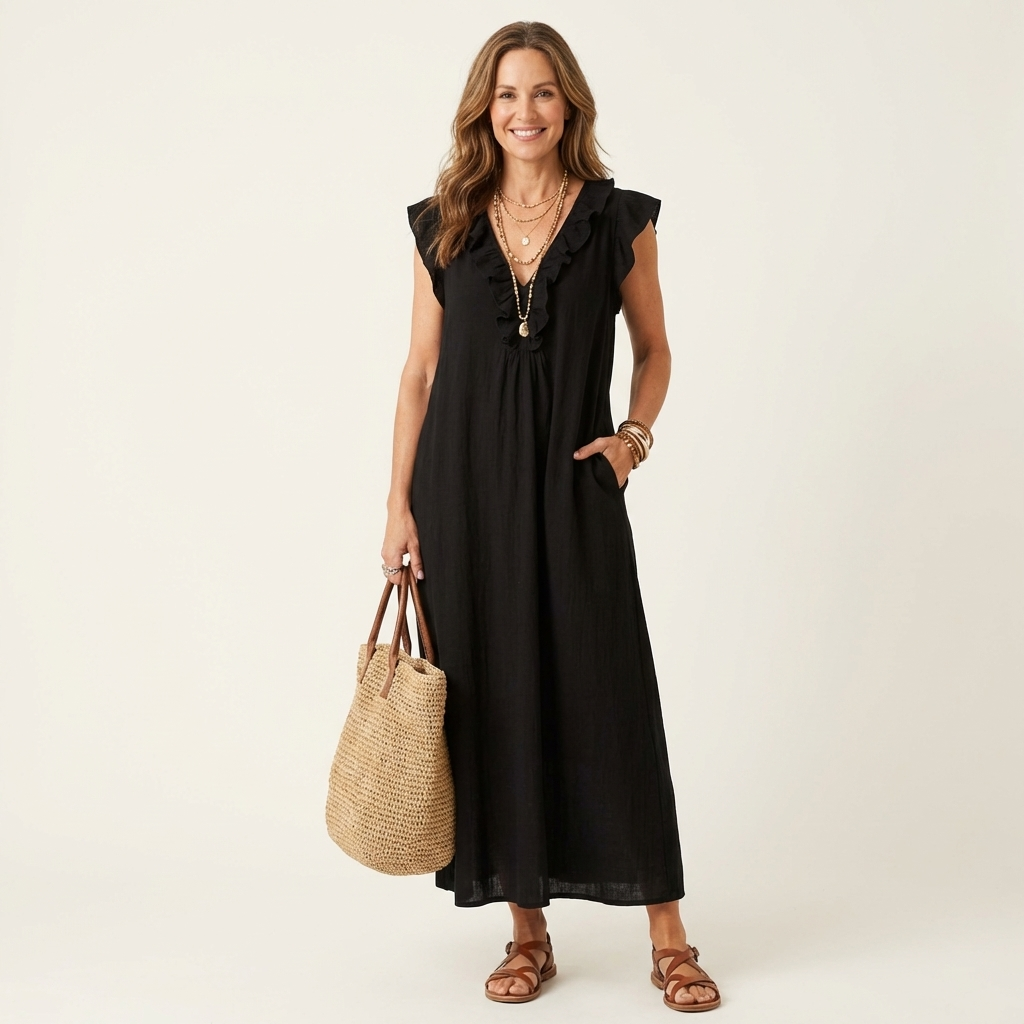 Josette™ Ruffle V-Neck Maxi Dress