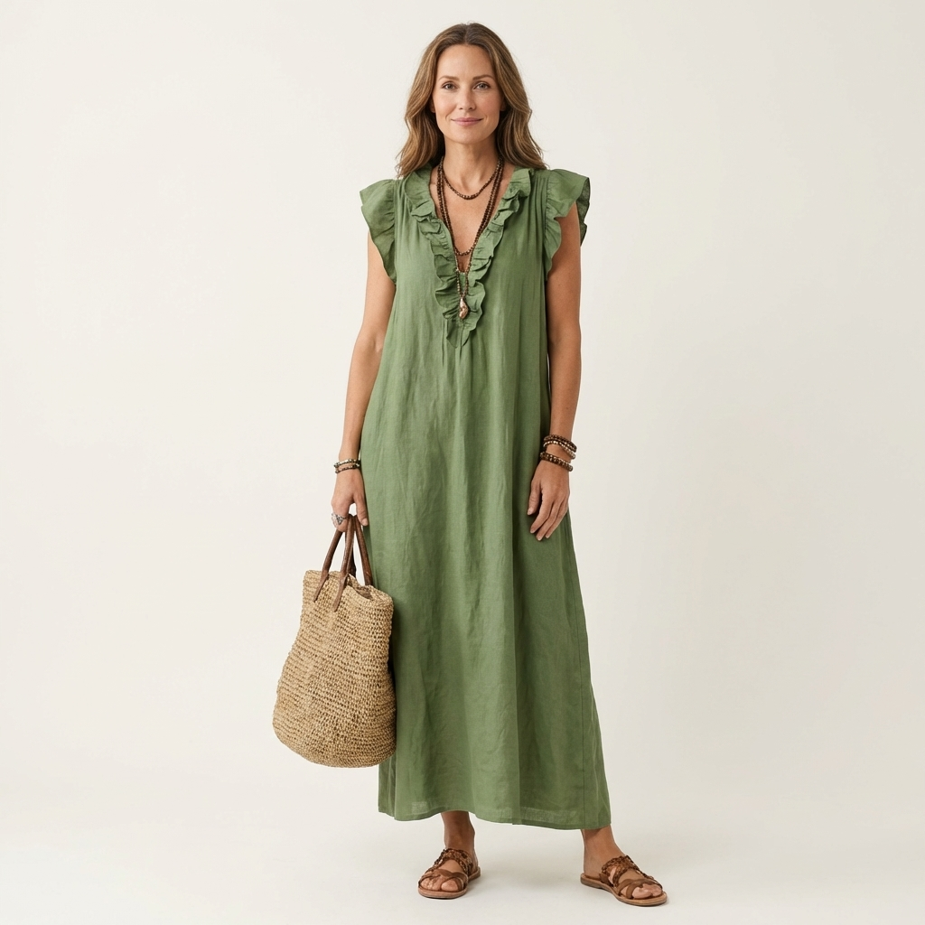 Josette™ Ruffle V-Neck Maxi Dress