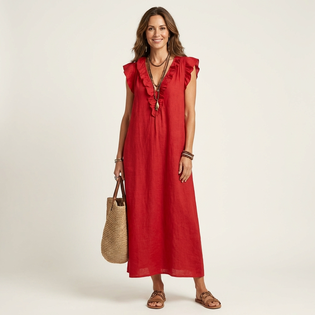 Josette™ Ruffle V-Neck Maxi Dress