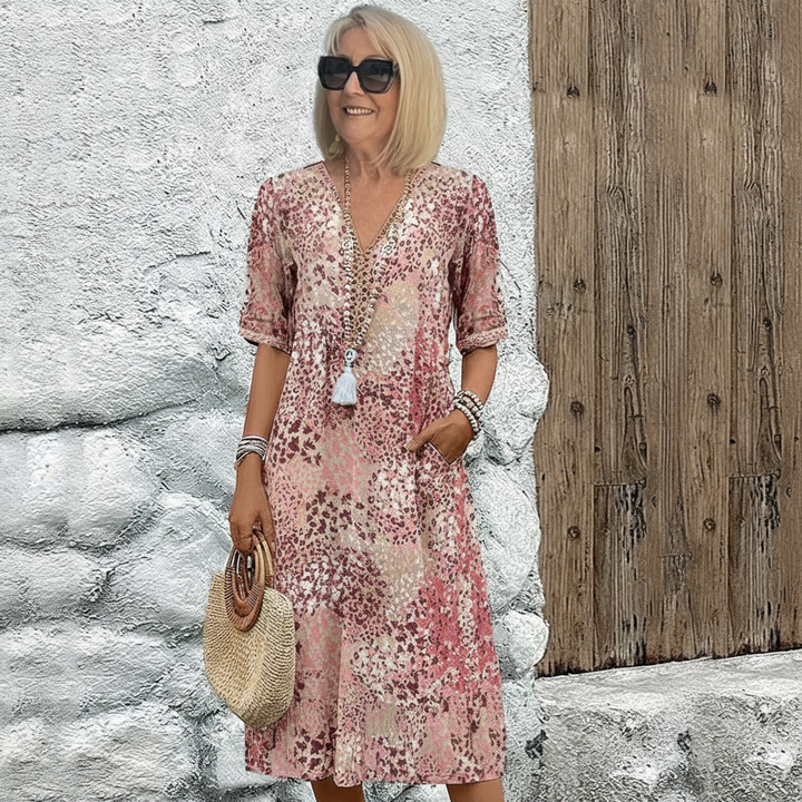Rachel™ Elegant Printed Midi Dress