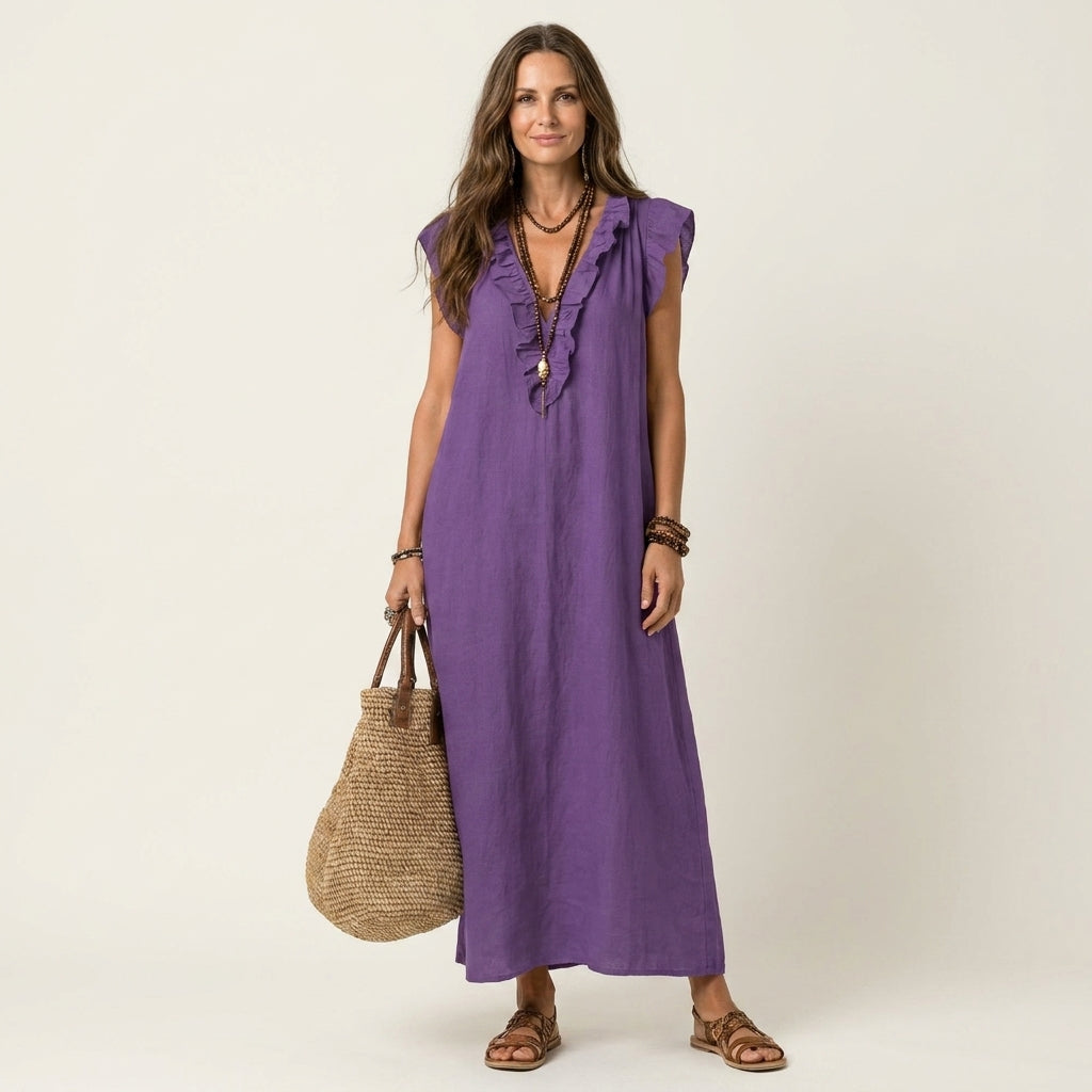Josette™ Ruffle V-Neck Maxi Dress