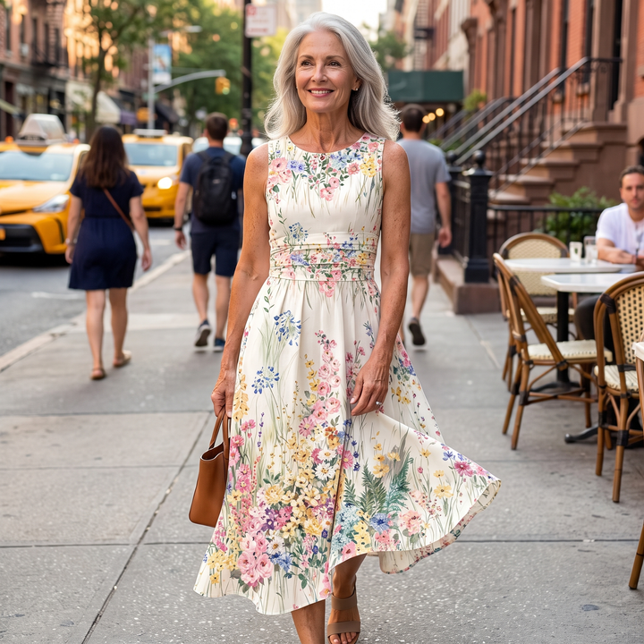 Paige Sleeveless Floral Midi Dress lifestyle